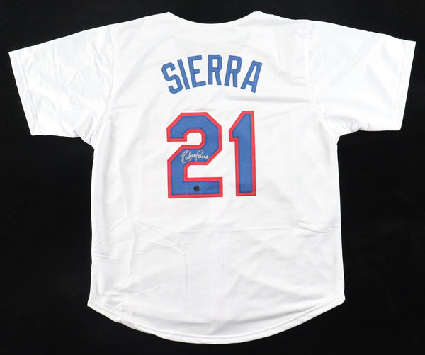 Ruben Sierra Signed Texas Rangers Jersey (AWM) A.L. Runs Batted In Leader 1989