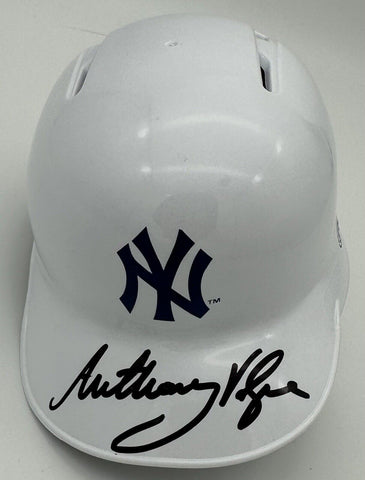 Anthony Volpe Signed Yankees White Rawlings Mini Helmet Rookie Auto Fanatics MLB