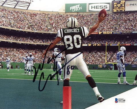 WAYNE CHREBET SIGNED AUTOGRAPHED NEW YORK JETS 8x10 PHOTO BECKETT