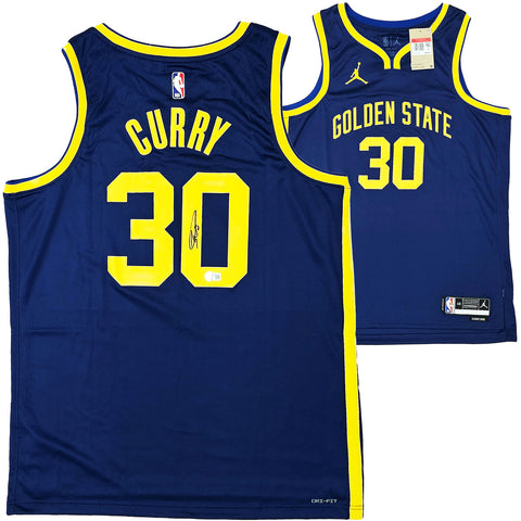 WARRIORS STEPHEN CURRY AUTOGRAPHED BLUE JORDAN STATEMENT JERSEY 48 BECKETT