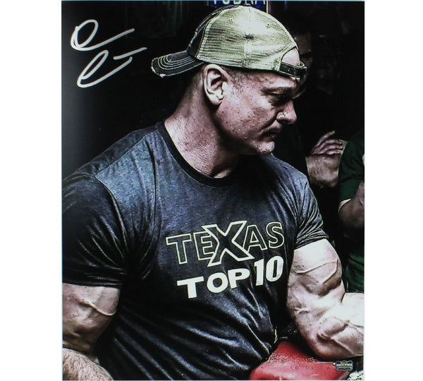 Devon Larratt Signed Unframed 16x20 Arm Wrestling Photo - Texas Top 10 Shirt