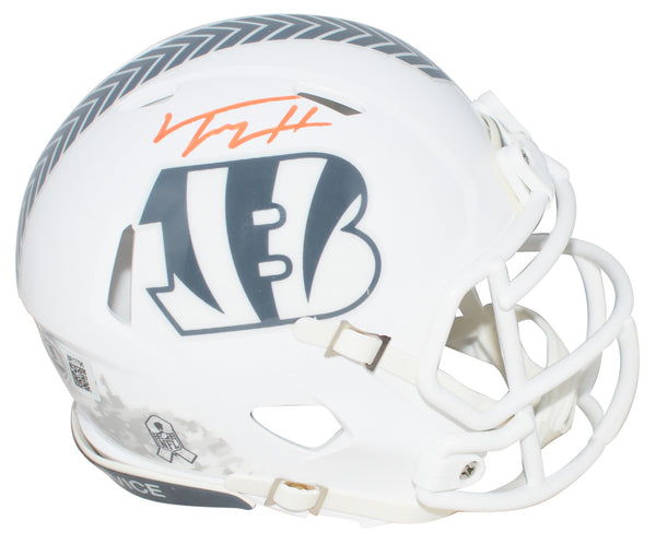 TREY HENDRICKSON SIGNED CINCINNATI BENGALS SALUTE TO SERVICE MINI HELMET BECKETT
