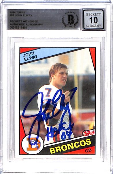 John Elway Signed 1984 Topps #63 Trading Card HOF Beckett 38768