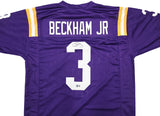 LSU TIGERS ODELL BECKHAM JR. AUTOGRAPHED PURPLE JERSEY BECKETT WITNESS 243262