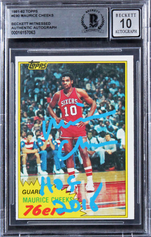 76ers Maurice Cheeks "HOF 2018" Signed 1981 Topps #E90 Card Auto 10! BAS Slabbed