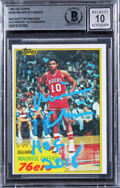 76ers Maurice Cheeks "HOF 2018" Signed 1981 Topps #E90 Card Auto 10! BAS Slabbed