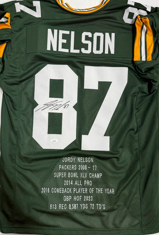 JORDY NELSON - Packers Signed Custom Replica Green Stats Jersey AUTO - JSA
