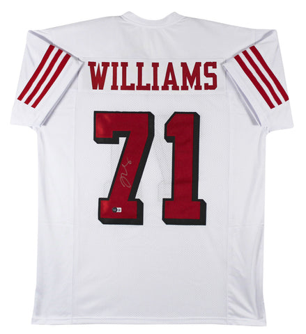 Trent Williams Authentic Signed White Pro Style Jersey w/ Dropshadow BAS Witness