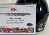 Peter Forsberg Autographed & Inscribed Avalanche Black Mini Helmet | LSM COA