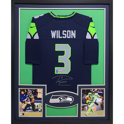 Russell Wilson Autographed Framed Fanatics Seattle Seahawks Jersey
