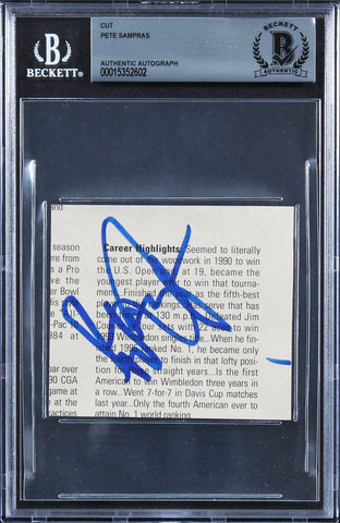 Pete Sampras Authentic Signed 3.25x3 Cut Signature Autographed BAS Slabbed