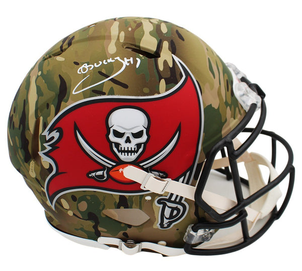 Bucky Irving Signed Tampa Bay Buccaneers Speed Authentic Camo NFL Helmet