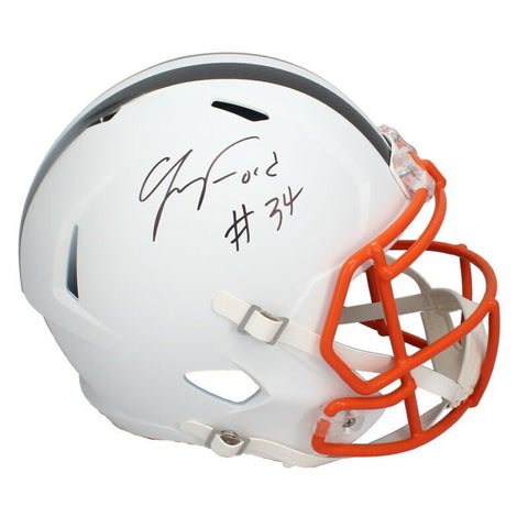 Jerome Ford Autographed Browns White Matte Full Size Speed Helmet Beckett