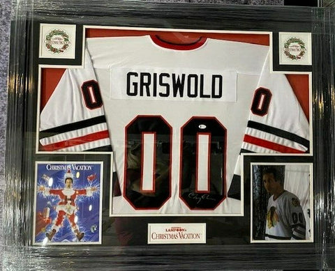 Chevy Chase Signed Framed 35x43 Christmas Vacation Clark Griswold Chicago Jersey