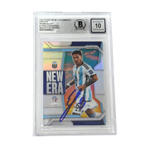 Enzo Fernandez Signed 2024 Panini Prizm Copa America New Era - Beckett Witness