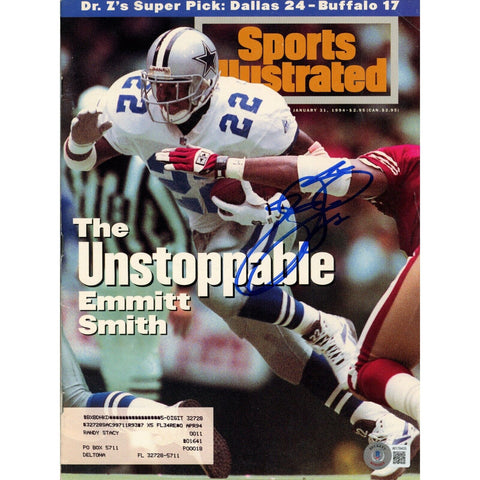 Emmitt Smith Autographed/Signed Dallas Cowboys Magazine Beckett 46760