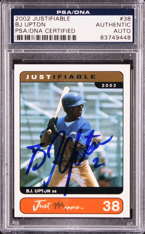 Melvin (BJ) Upton Authentic Signed 2002 Justifiable #38 Rookie Card PSA/DNA Slab
