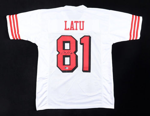 Cameron Latu Signed San Francisco 49ers Jersey (Beckett) 2023 3rd Round Pck T.E