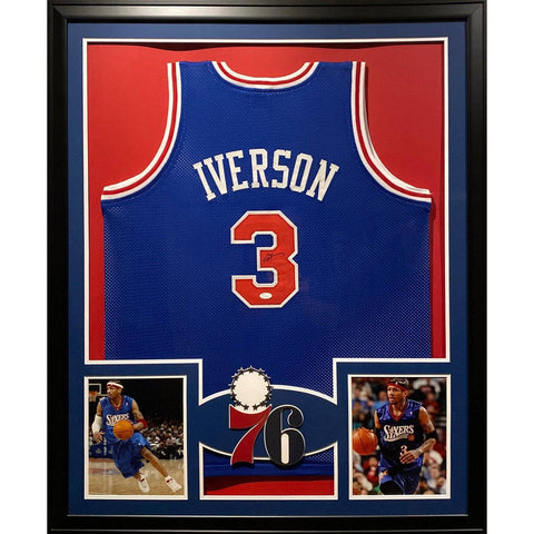 Allen Iverson Autographed Framed Philadelphia 76ers Jersey