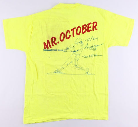 Reggie Jackson Signed "Mr. October" T-Shirt Inscribed "Mr. October" (JSA COA)