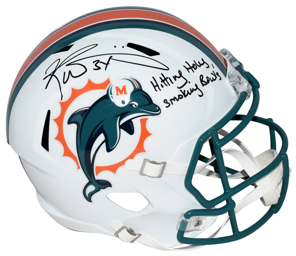 RICKY WILLIAMS SIGNED MIAMI DOLPHINS FULL SIZE SPEED HELMET W/ SMOKING BOWLS