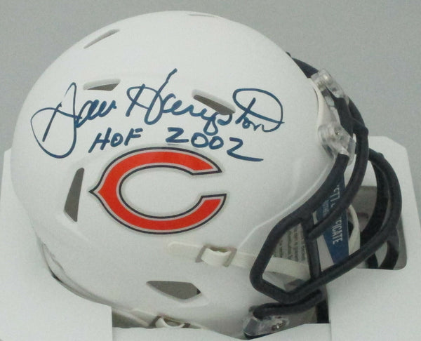 Bears Hall of Famer DAN HAMPTON Signed WHITE Mini Helmet AUTO w/ "HOF 02" BCA