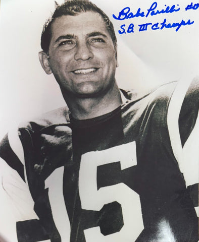 New York Jets QB BABE PARILLI Signed 8x10 Photo #5 AUTO w/ "S.B. III Champs"