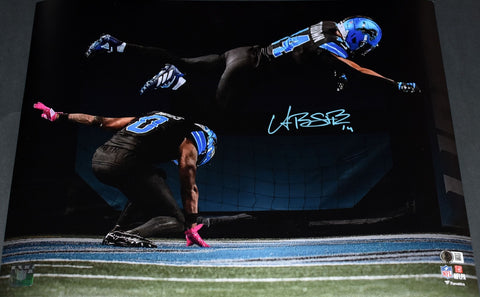 AMON-RA ST BROWN SIGNED DETROIT LIONS SUPERMAN CELEBRATION 16x20 PHOTO BECKETT