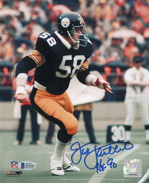 Jack Lamber Signed Pittsburgh Steelers 8x10 W/ HOF 90 Beckett Authenticated