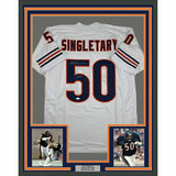 FRAMED Autographed/Signed MIKE SINGLETARY HOF 33x42 Chicago White Jersey JSA COA