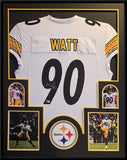 FRAMED PITTSBURGH STEELERS TJ WATT AUTOGRAPHED SIGNED JERSEY BECKETT HOLO