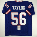 Autographed/Signed LAWRENCE TAYLOR New York Blue Football Jersey JSA COA Auto