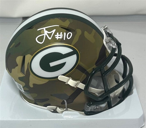 Packer Quarterback JORDAN LOVE Signed Riddell CAMO Speed Mini Helmet AUTO - BAS