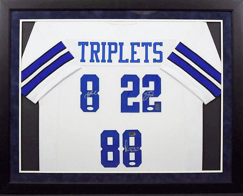 TROY AIKMAN EMMITT SMITH MICHAEL IRVIN SIGNED COWBOYS TRIPLETS FRAMED JERSEY