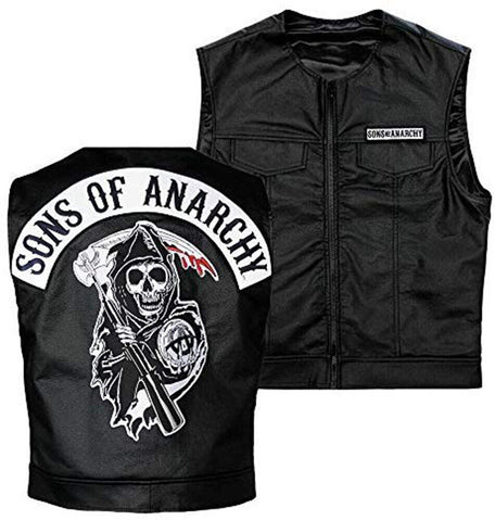 Sons Of Anarchy Officially Licensed Black Biker Vest with Reaper Patch - Ladies
