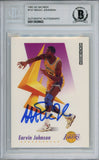 Magic Johnson Signed 1991-92 Skybox #137 Trading Card Beckett Slab 37660