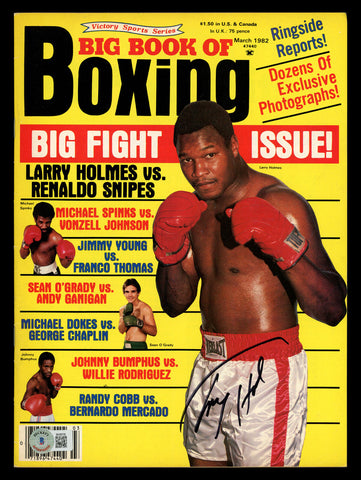 Larry Holmes Autographed Big Book of Boxing Magazine Beckett BAS QR #BK08735