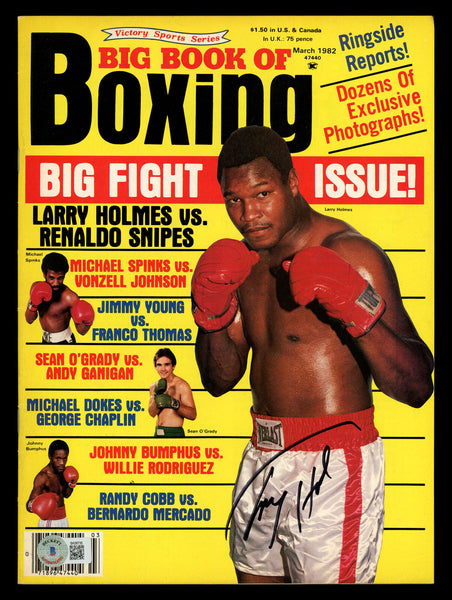 Larry Holmes Autographed Big Book of Boxing Magazine Beckett BAS QR #BK08735