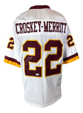 Jacory Croskey-Merritt Washington Signed White Football Jersey BAS