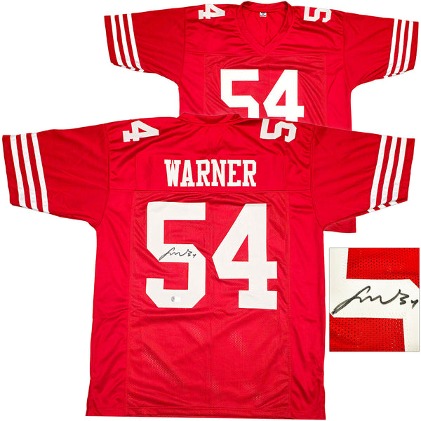 SAN FRANCISCO 49ERS FRED WARNER AUTOGRAPHED RED JERSEY BECKETT WITNESS 231912
