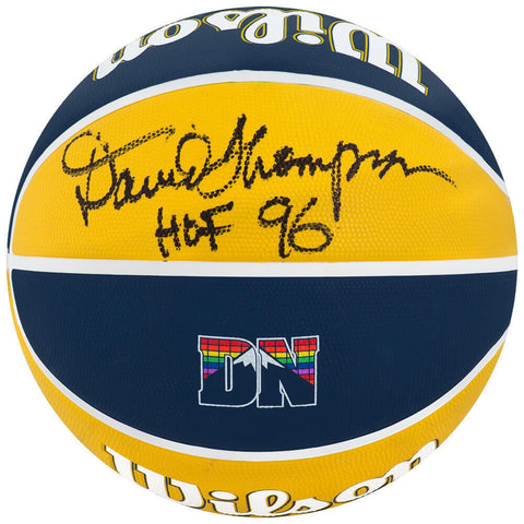 David Thompson Signed Nuggets City Logo Wilson NBA Basketball w/HOF'96 -(SS COA)