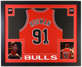 Dennis Rodman Signed Chicago Bulls Framed Jersey Display (Beckett) 5xNBA Champ