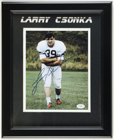 Larry Csonka Signed Framed Photo Display (JSA) Miami Dolphin Super Bowl VIII MVP