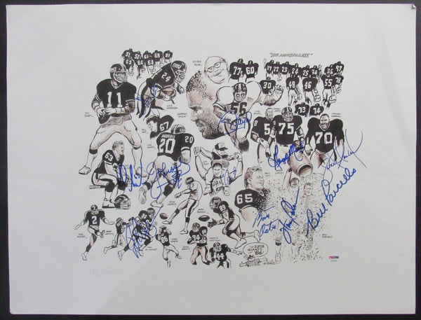 1986 NY Giants Signed by 11 Litho 19x25 Parcells Taylor Carson+++ PSA/DNA 209352