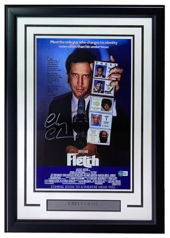 Chevy Chase Signed Framed 11x17 Fletch Movie Poster Photo BAS