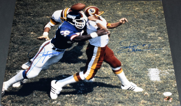 LAWRENCE TAYLOR & JOE THEISMANN SIGNED REDSKINS GIANTS 16x20 PHOTO JSA