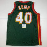 Autographed/Signed Shawn Kemp Seattle Dark Green Jersey PSA/DNA COA