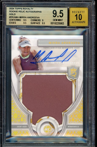 2024 Topps Royalty Relic RC Mirra Andreeva Auto Gold BGS 9.5/10 Auto GEM MINT