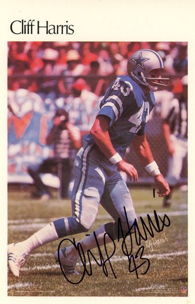 Cliff Harris Autographed Dallas Cowboys Mini Poster 34/50 Beckett 46087