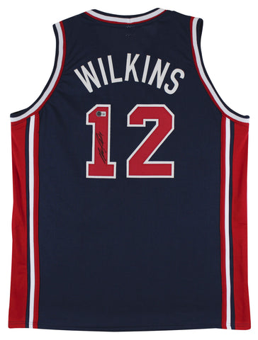 Dominique Wilkins Team USA Authentic Signed Navy Pro Style Jersey BAS Witnessed